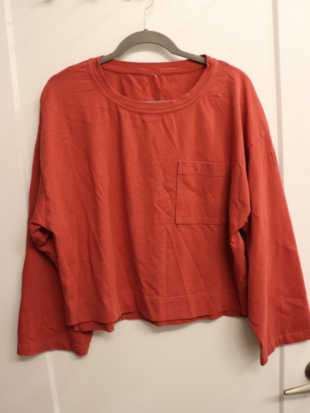 Calia Coral Red Long Sleeve Utility Pocket Top Size M